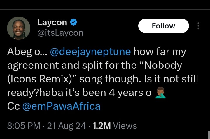 Laycon calls out DJ Neptune over Unpaid loyalties